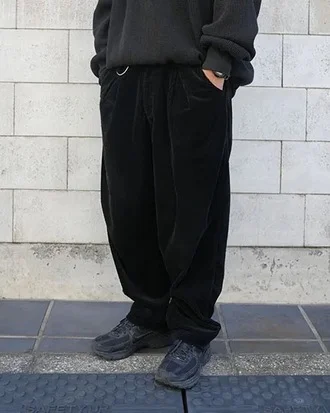 FAKIE STANCE コーデュロイ テーパードパンツ メンズ 日本製 Dカン ストリート カジュアル　着用イメージ　拡大
