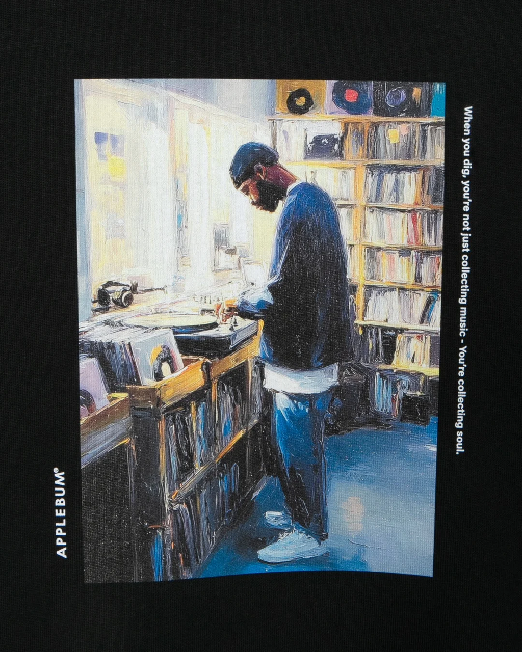 APPLEBUM レコードディグ グラフィックTシャツ 12oz ヘビーウェイト メンズ DJ ヒップホップ ストリート　ブラック　グラフィック　拡大