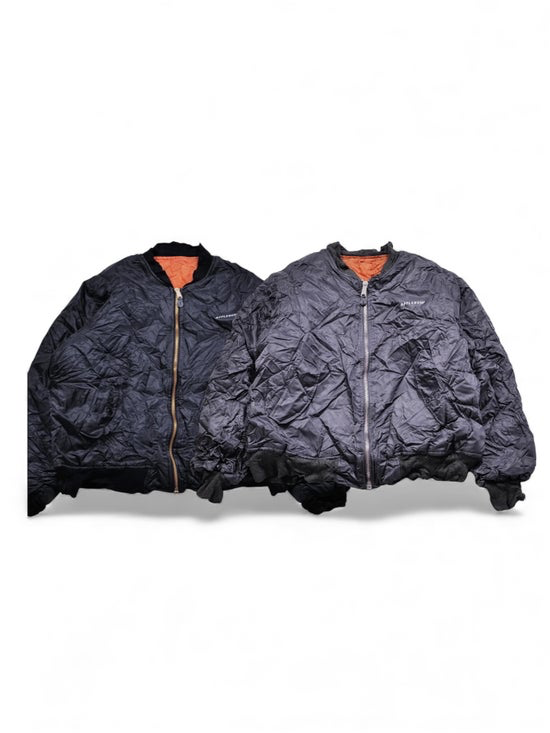 シワ加工 無骨なヴィンテージ MA-1 ジャケット　ブラック　ガンメタル
