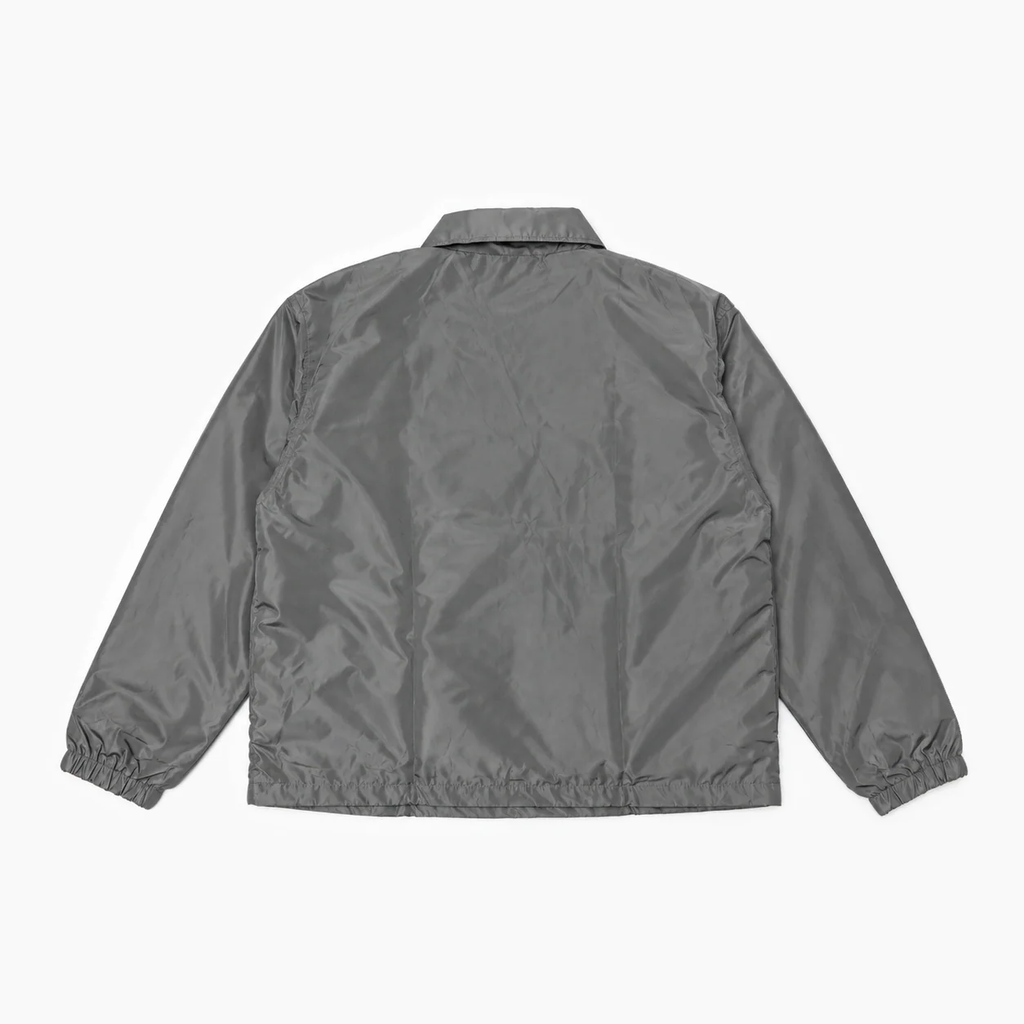 EXPANSION NY EP HACKING JACKETのグレーの背面。程よくゆとりのあるボックスシルエットのポリエステルジャケット。