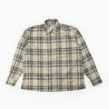 EXPANSION NYの2026AW GOLDEN RIVER SHIRT。綿100％の上質なスーピマコットンを使用したボックスシルエットシャツです。前身頃の爽やかなチェック柄と貝ボタンが上品な印象を添えます。