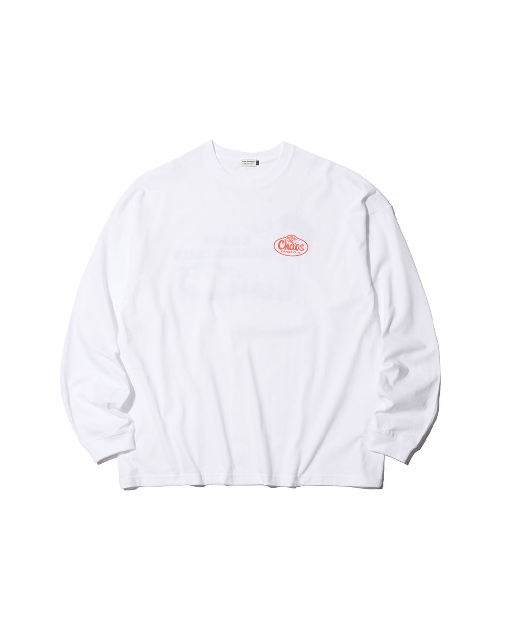 Wormkun T-Shirt L/SのWhiteの正面。ワームをモチーフにしたグラフィックをプリントした、5.6oz綿100％のロングスリーブTシャツ。