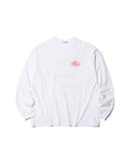 Wormkun T-Shirt L/SのWhiteの正面。ワームをモチーフにしたグラフィックをプリントした、5.6oz綿100％のロングスリーブTシャツ。