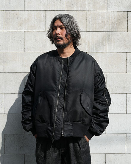 FAKIE STANCE BICOLOR MA-1 バイカラーMA-1　　ブラック　着用画像　上半身　正面
