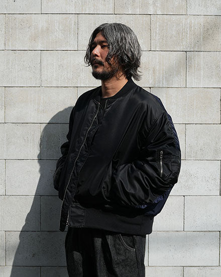 FAKIE STANCE BICOLOR MA-1 バイカラーMA-1　　ブラック　着用画像　上半身　斜め