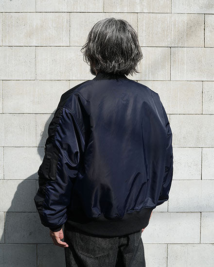 FAKIE STANCE BICOLOR MA-1 バイカラーMA-1　　ブラック　着用画像　上半身　バック