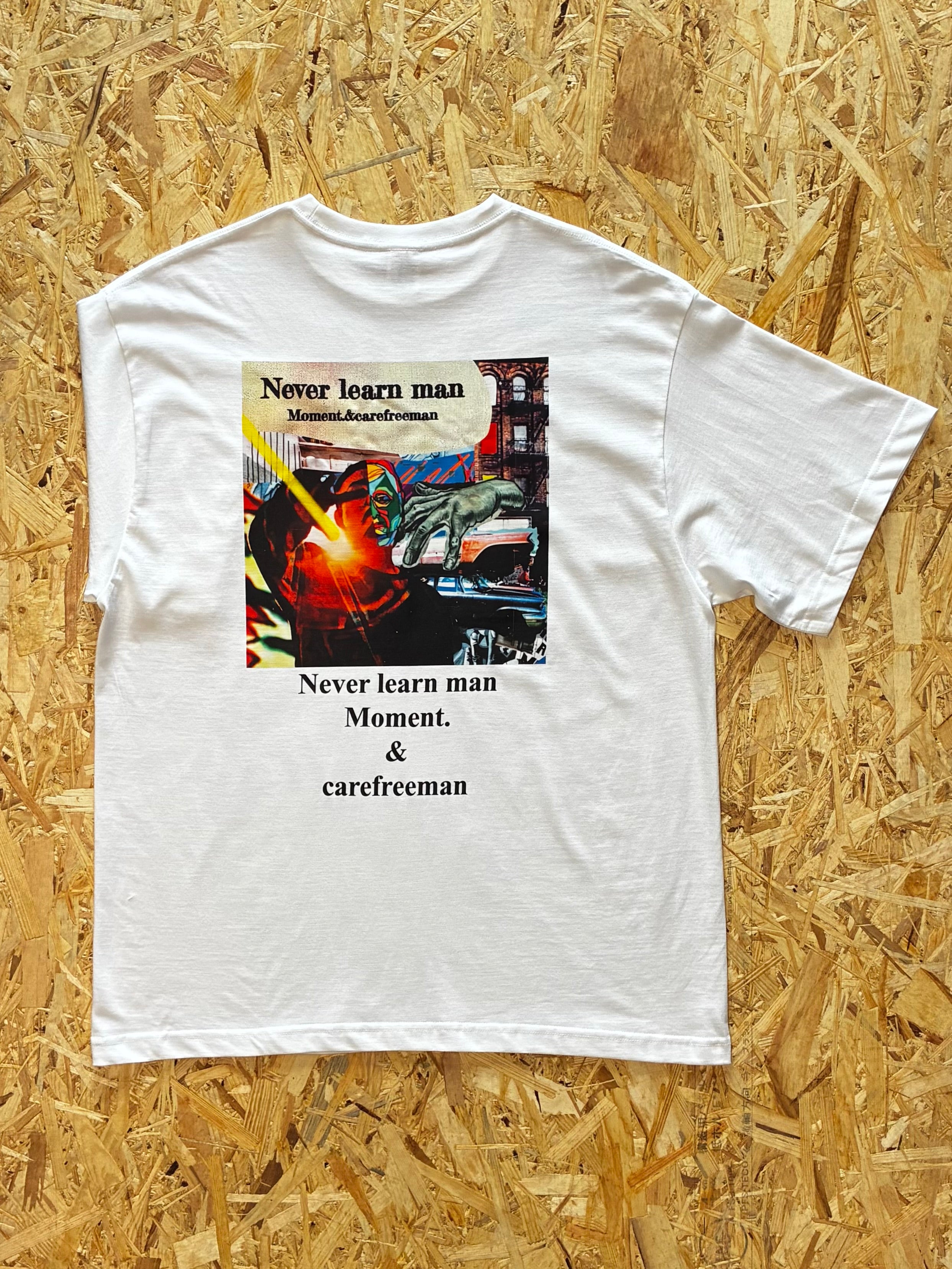 Never Learn Man Tシャツ アルバムジャケット バックプリント　ホワイト