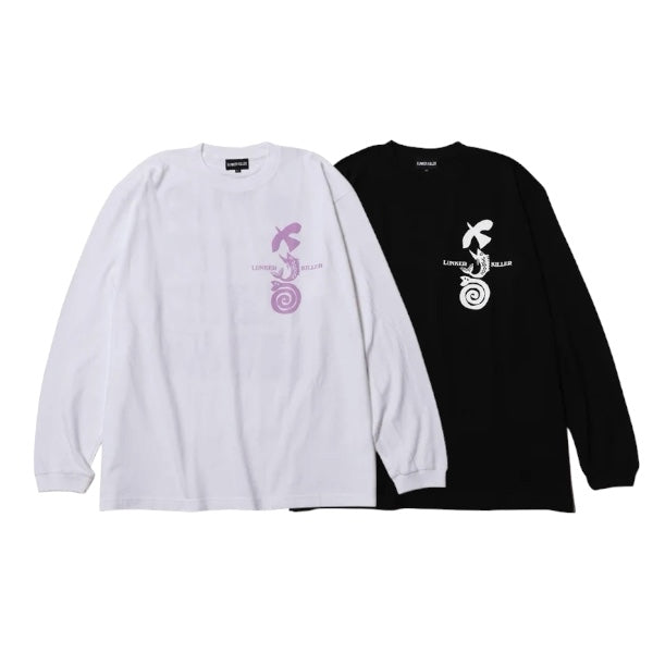 LUNKER KILLER MASATO MAEKAWA COEXISTENCE オーバーサイズ ロングスリーブTシャツ メンズ グラフィック ロンT　ブラック　ホワイト　正面画像