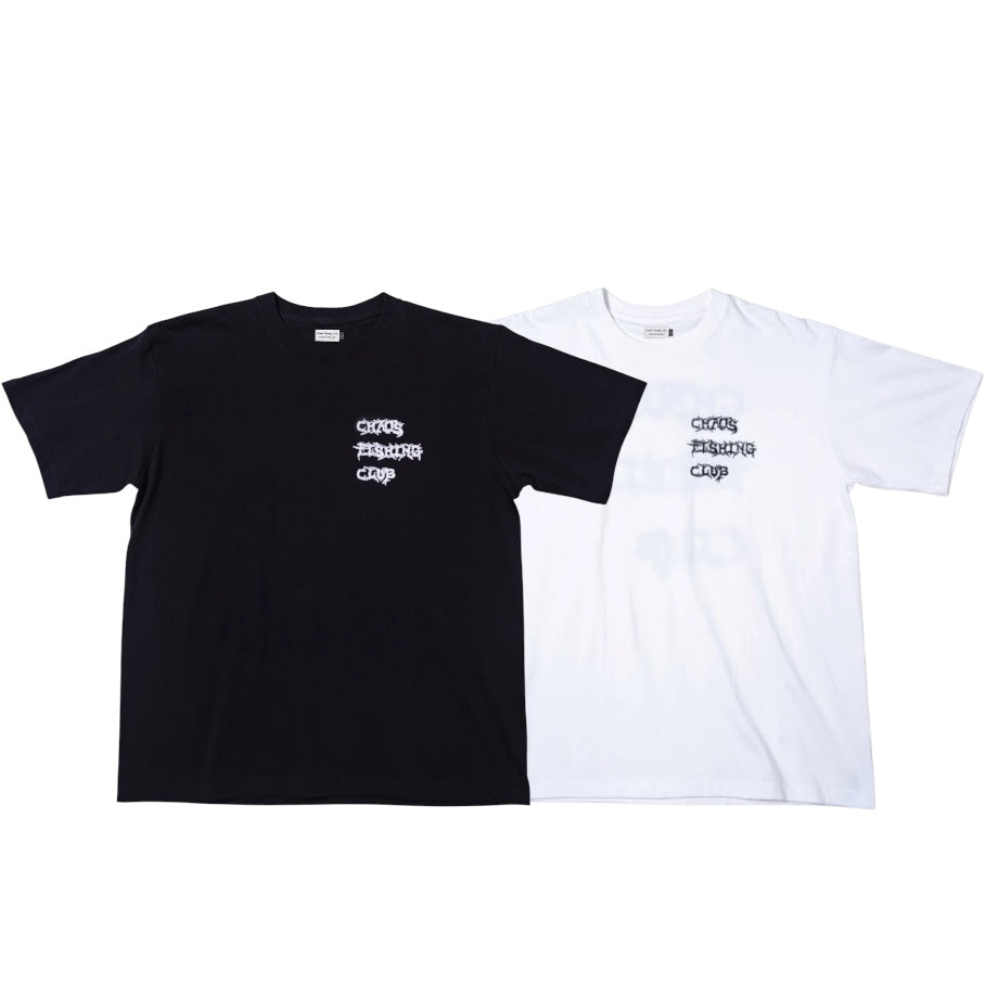 Chaos Fishing Club グラフィックTシャツ メンズ バックプリント 6.2oz コットン 半袖Tシャツ ブラック　ホワイト 正面