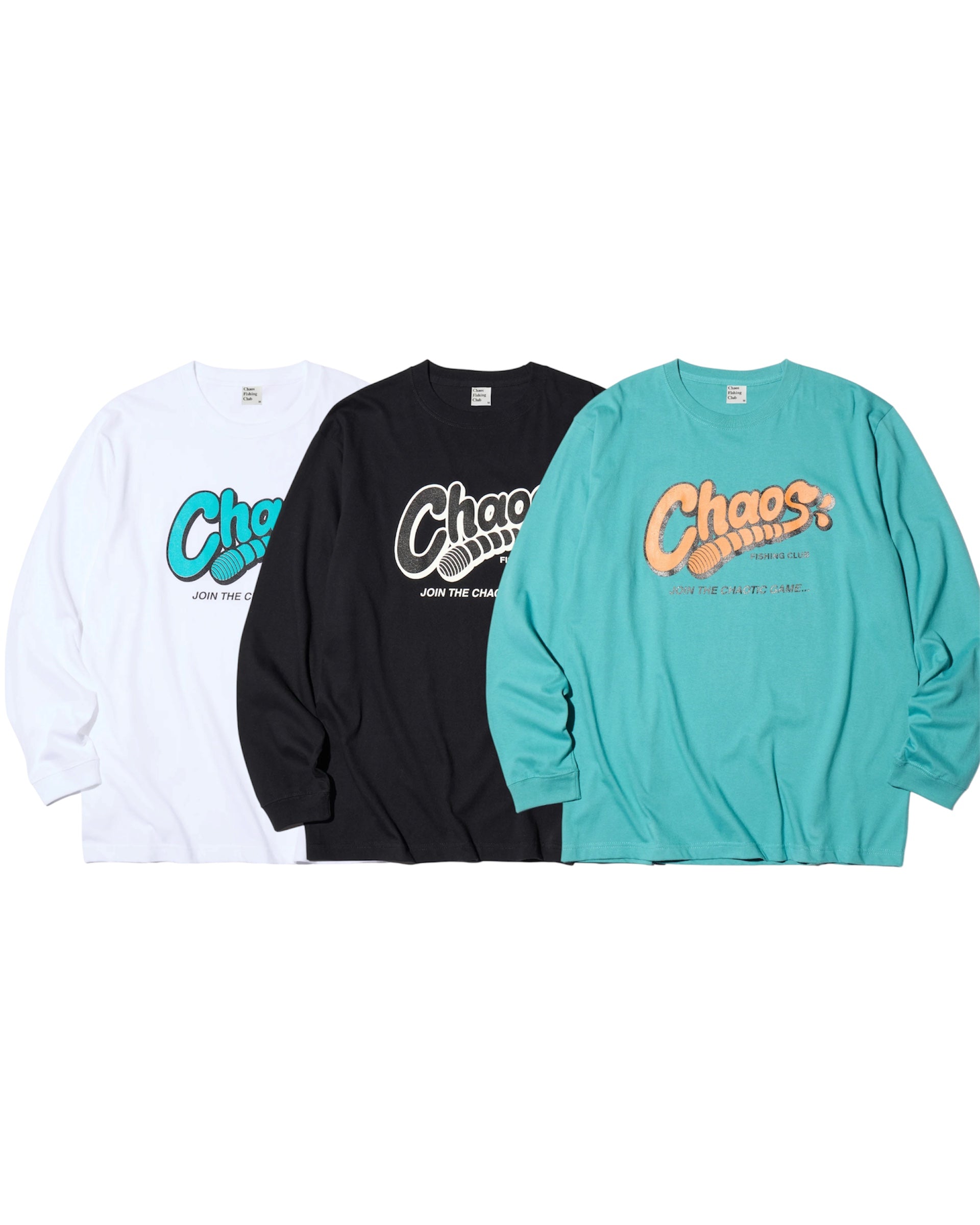 ワーム グラフィック ロングスリーブTシャツ メンズ ストリート フィッシング ロンT ブラック　ホワイト グリーン 正面