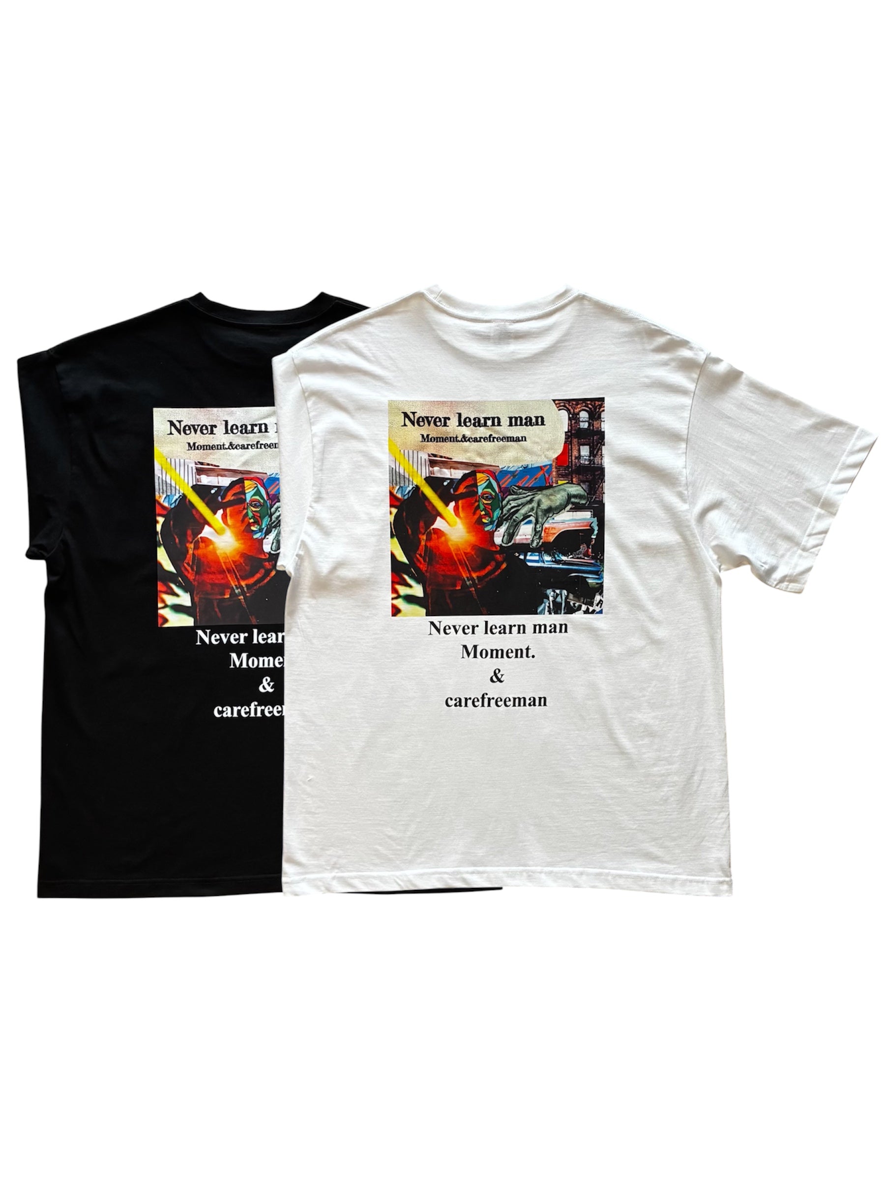 Never Learn Man 記念Tシャツ carefreeman Moment. オフィシャルTシャツ　ホワイト　ブラック