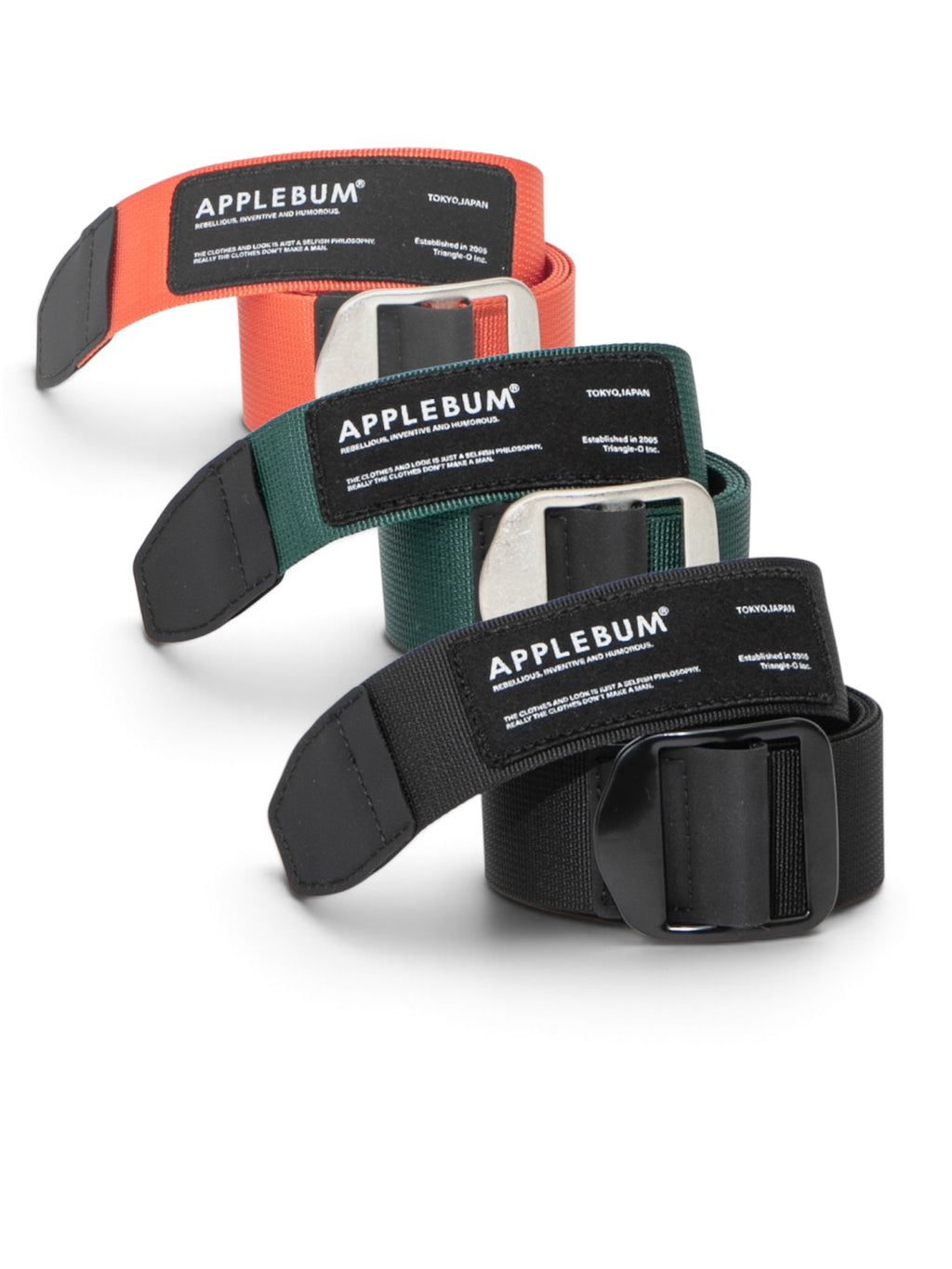 APPLEBUM Logo Label Belt ポリエステル　ベルト　オレンジ　グリーン　ブラック