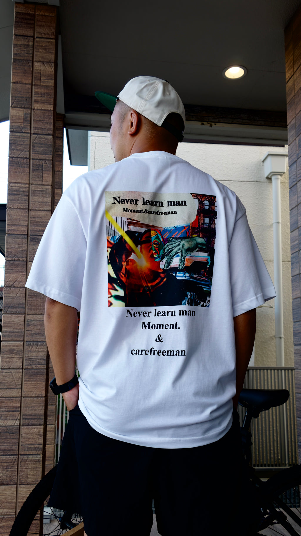 Never Learn Man 記念Tシャツ ヒップホップ ストリートスタイル　ホワイト　バック